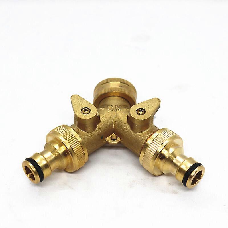 Solid Brass Double Hose Connector for Outdoor Faucet and Garden Hoses - Snap-On Y Garden Tap Connector