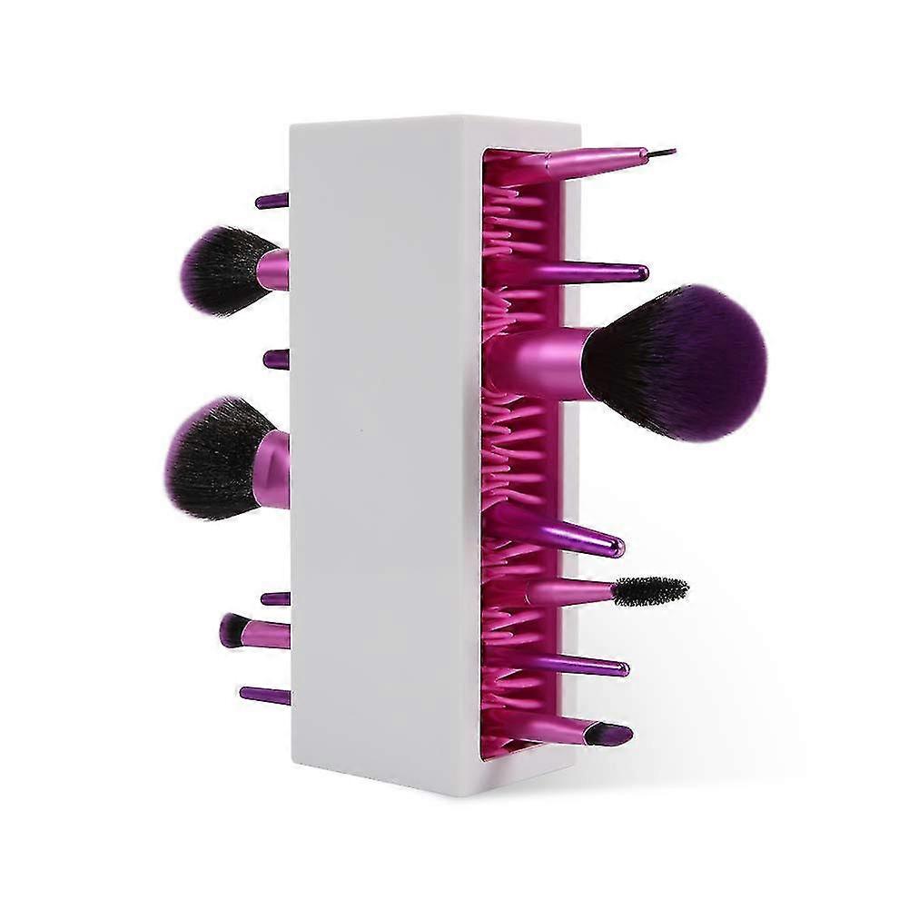 Makeup Brushes Holder Organizer, Silicone Vanity Air Drying Rack Display Storage For Brush, Eyeliners And More, Practical Cosmetic Tools Container
