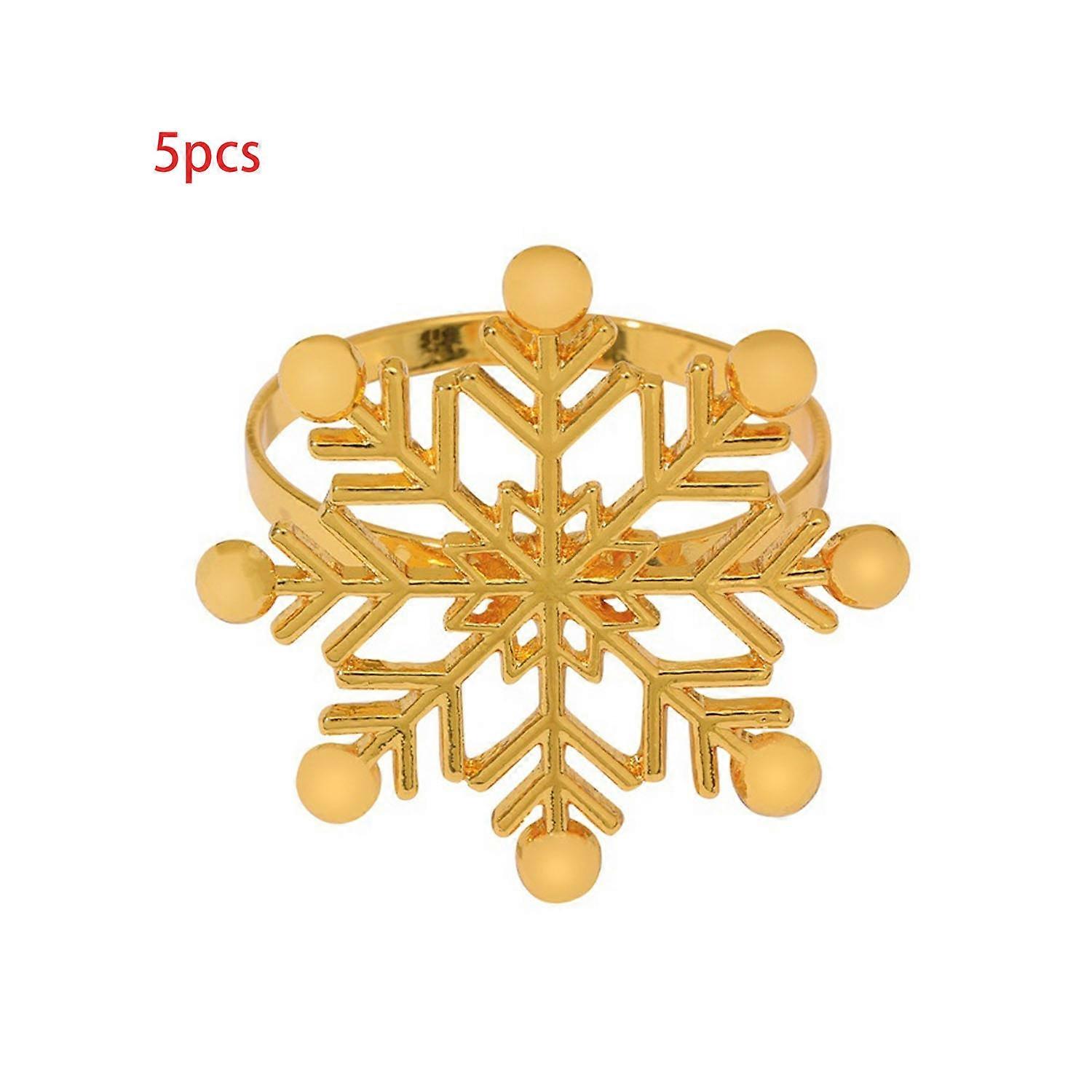 Förpackning med 5 servettringar i guld snöflinga