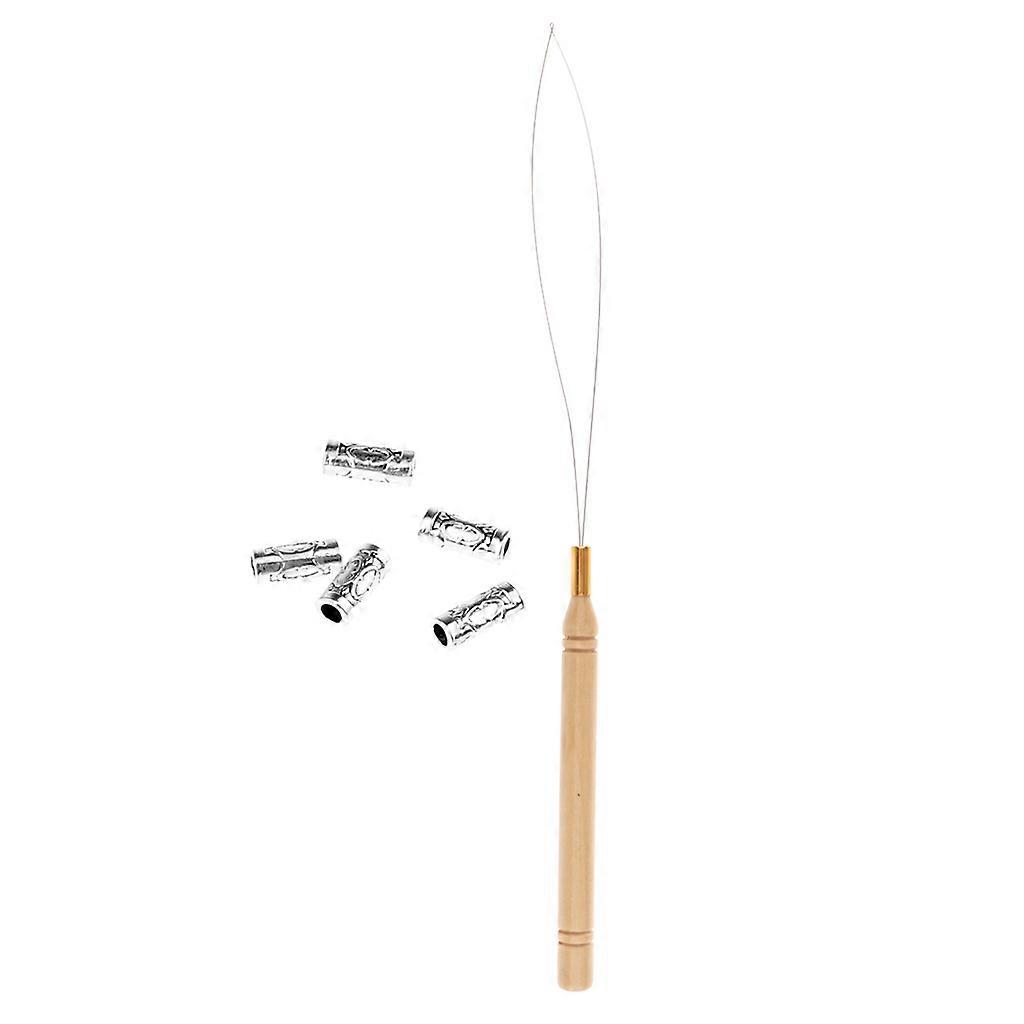 5個のヘアブレードビーズヘアエクステンションデコレーション+ワイヤー引っ張りフックツール04