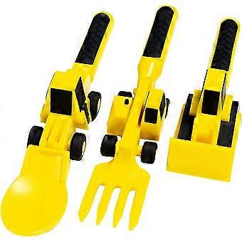 Creative Construction Themed Fork and Spoon ,Excavator Bulldozer Children's Toy Tableware