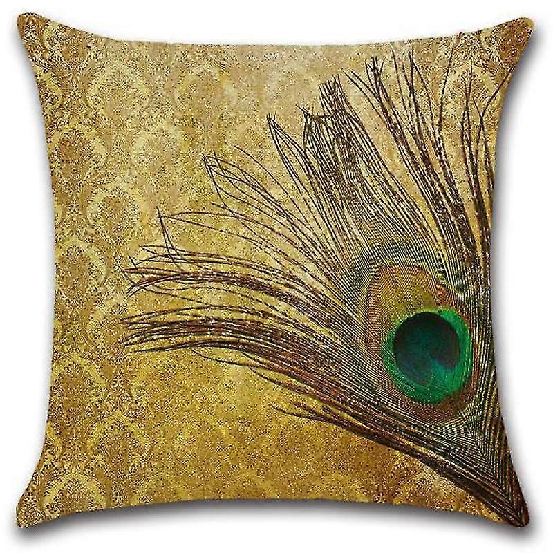 Room Decor Peacock Feather Cushion Cover Sofa Throw Square Pillowcase
