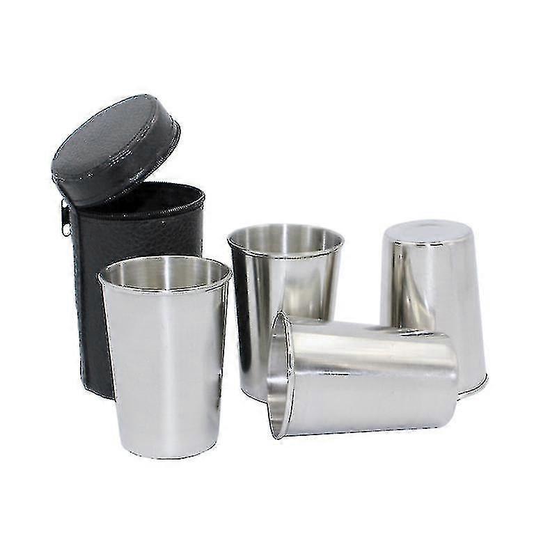 150ml الفولاذ المقاوم للصدأ 4PCS في الهواء الطلق النبيذ الزجاج مع كوب حقيبة المحمولة أكواب قابلة للتكديس