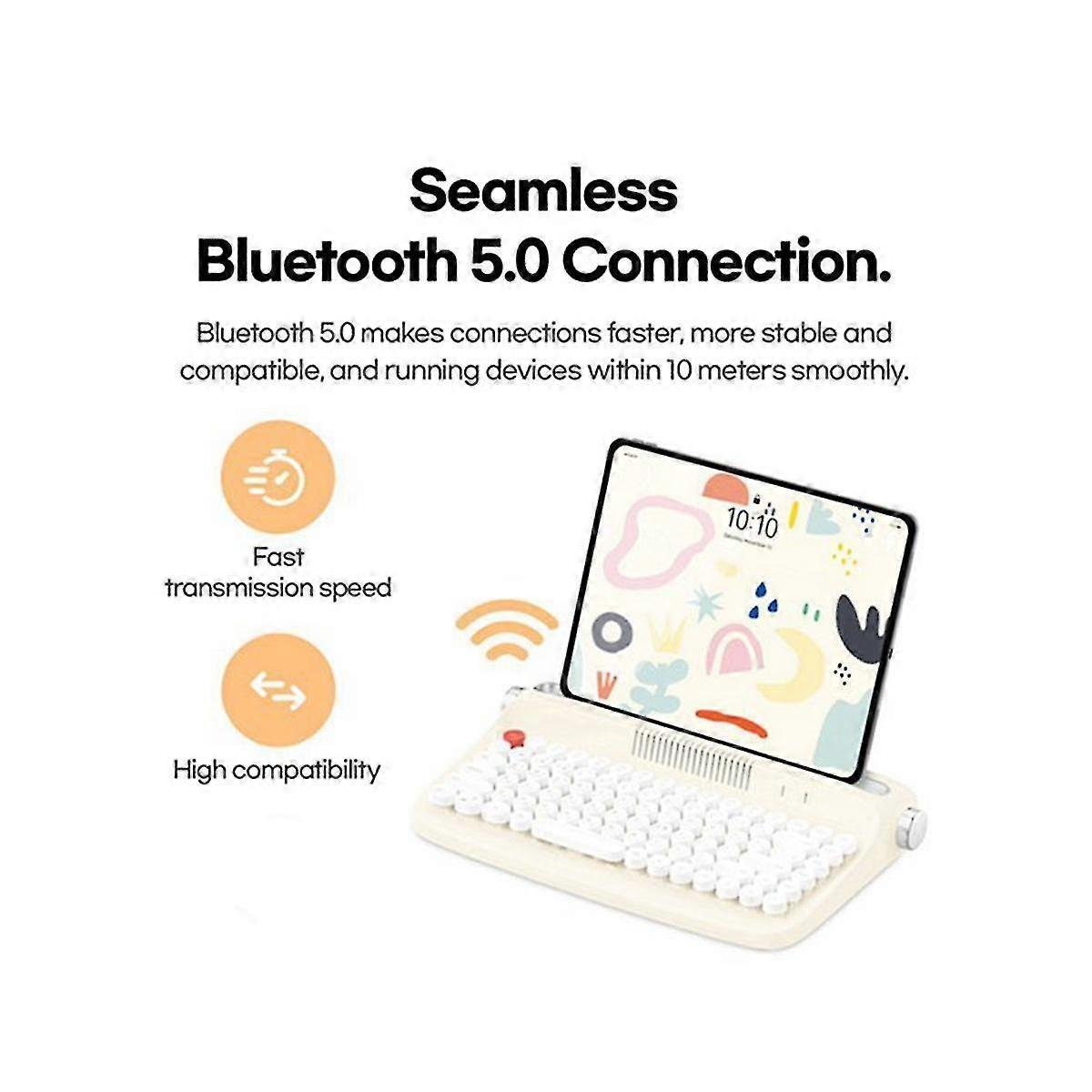 Bluetooth Wireless Keyboard Office Typewriter Mechanical Feel Tablet Universal Retro Round Keycap Notebook Keyboard,b Y