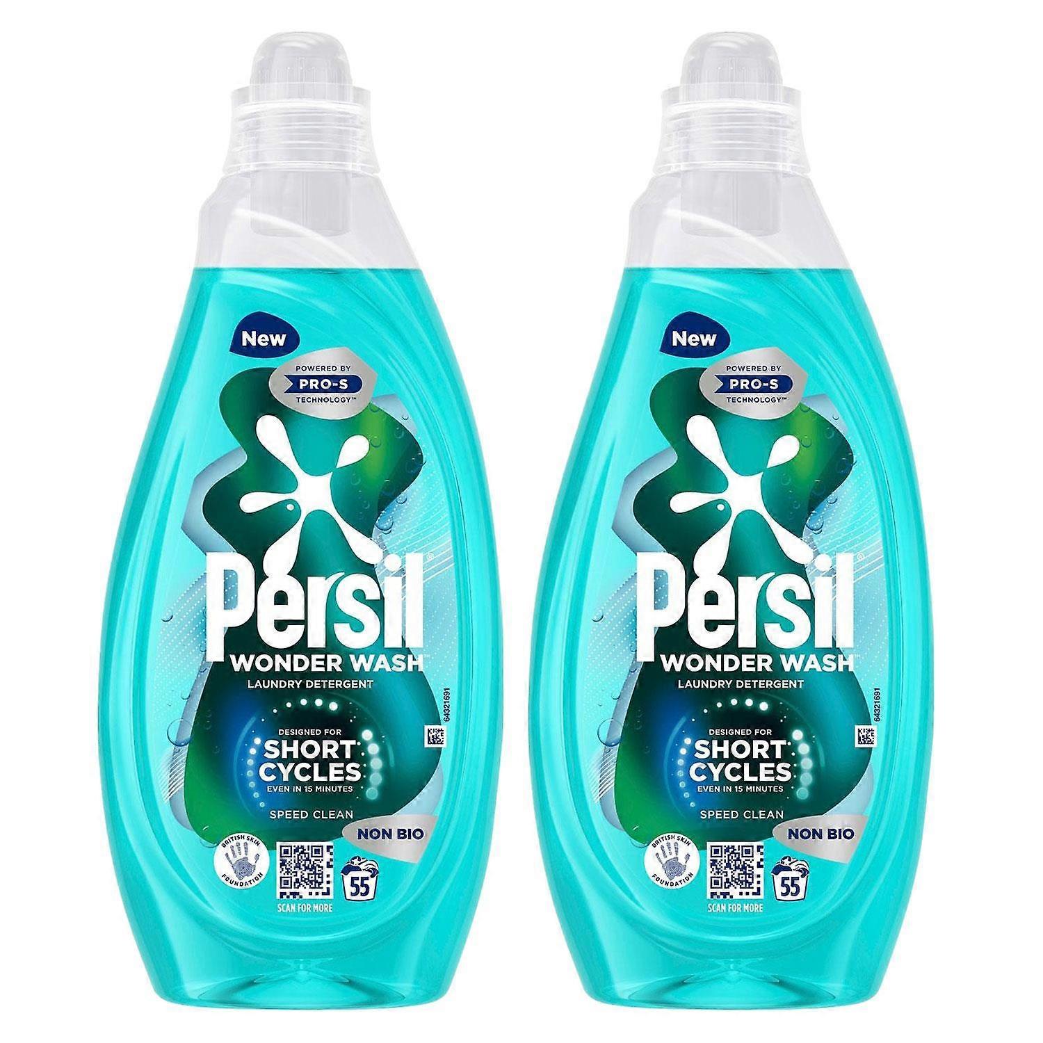 Persil White Wonder Wash Liquid Laundry Detergent Non Bio Speed Clean 55W, 2Pk 1.485L