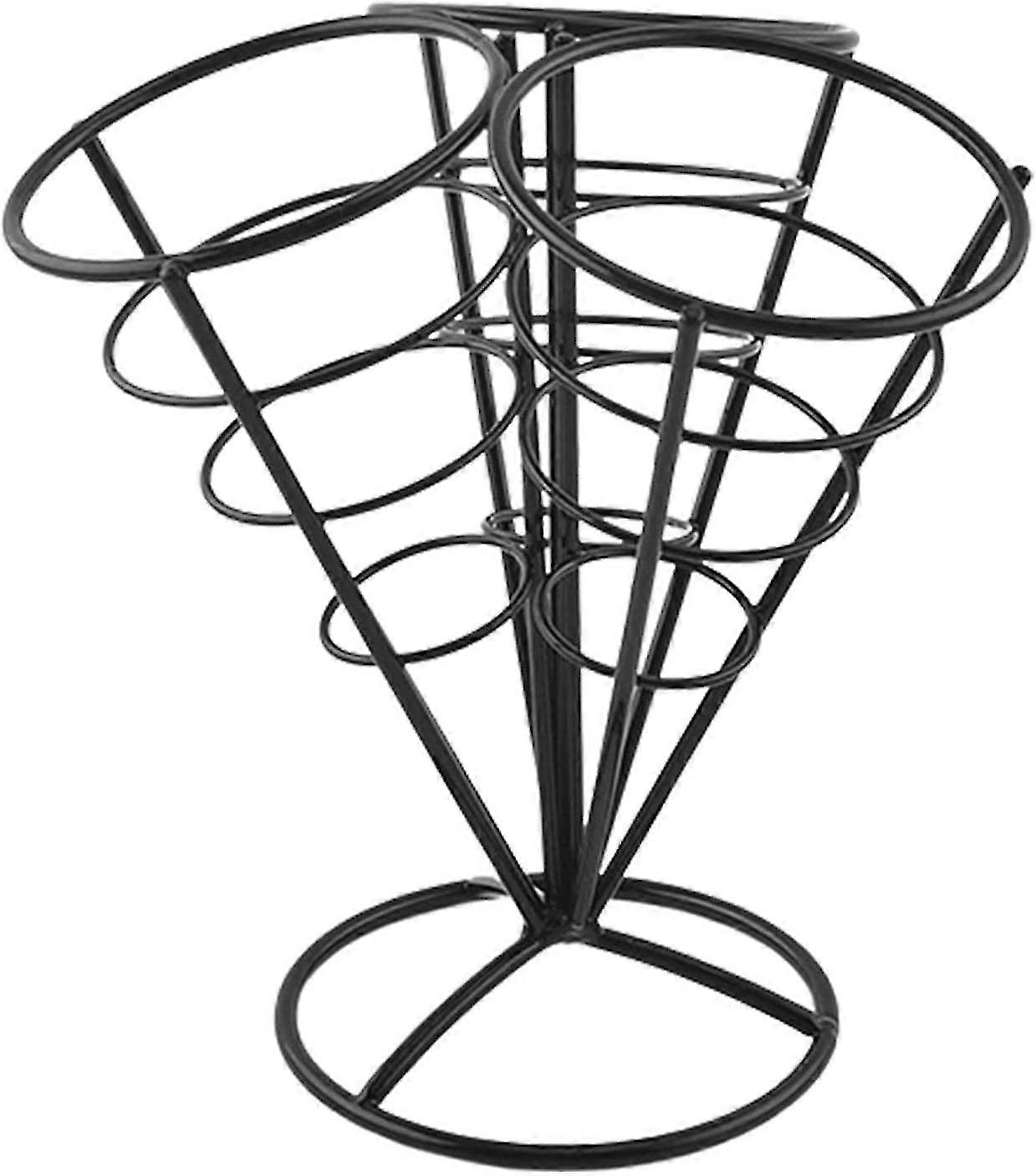 1pc French Fries Stand | Three Combination Stand Made With Iron And Non-stick Paint Material - Food Cone Display Holder For