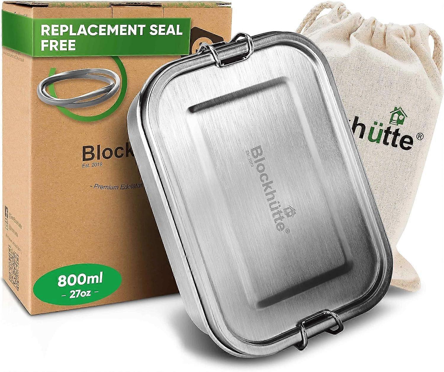 Stainless Steel Lunch Boxes I 800ml I 2 compartments, Spare Seal | Reusable Sandwich Box I Metal Lunch Box I 1 Removable Divider