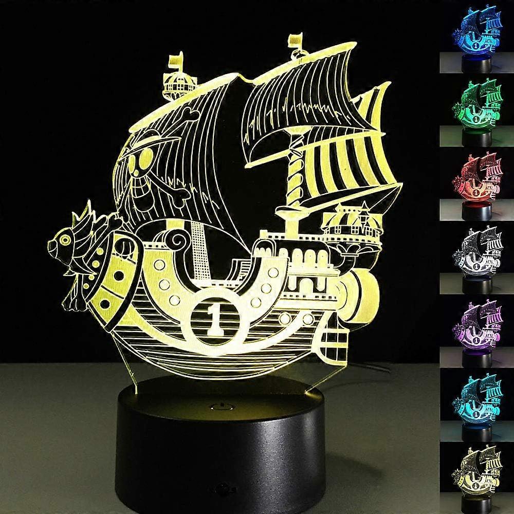 3D LED Pirate Ship Optical Illusion Sensor Night Light with Smart Touch