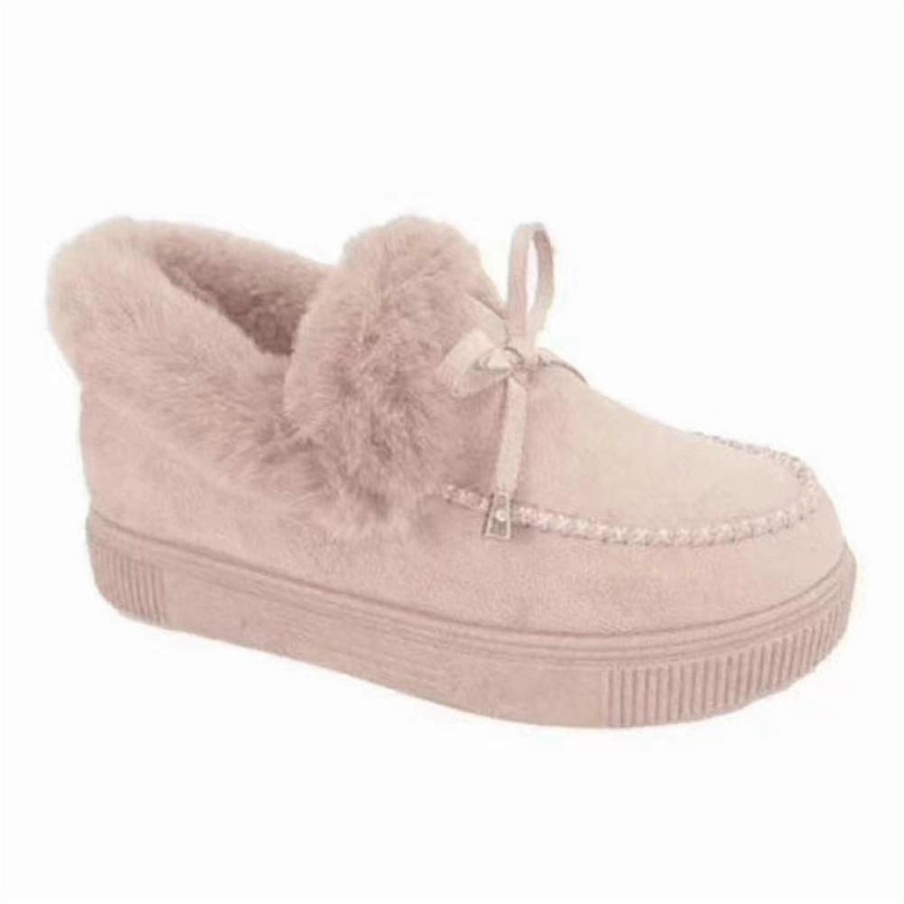 Femmes Fausse Fourrure Hiver Chaud Mocassin Chaussures Cheville Chaussons Chaussure Tkl