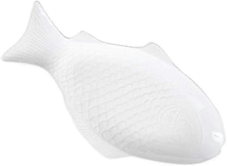 11 tommers hvit keramisk fisketallerken fiskeformet matrett snack forrett serveringsbrett lunsj middag serveringsbrett for hjemmefest bankett