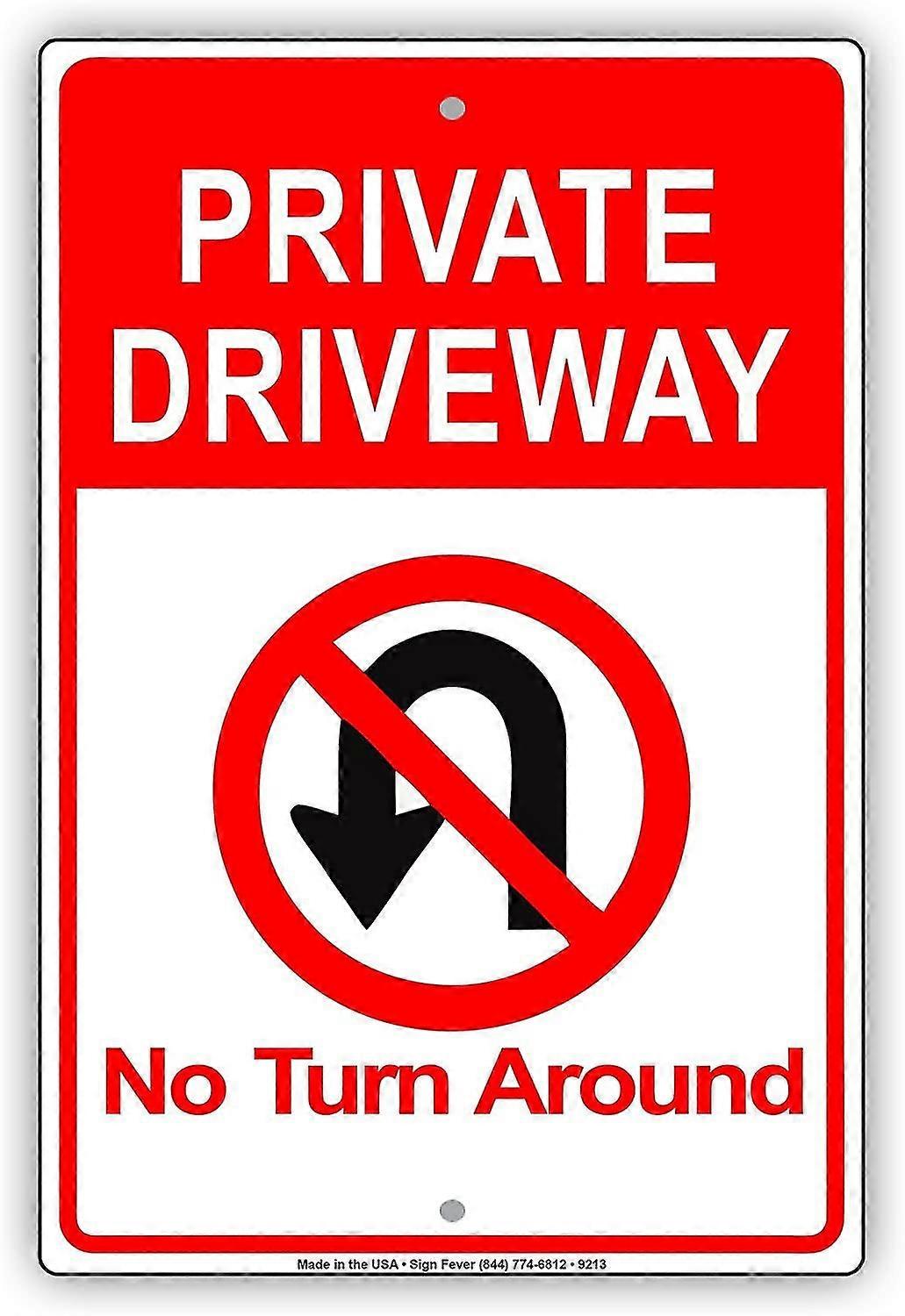 Carro Privado Sem Curva em U Aviso Aviso Aviso Alumínio Metal 8x12 Polegadas OU 12x16 Polegadas S