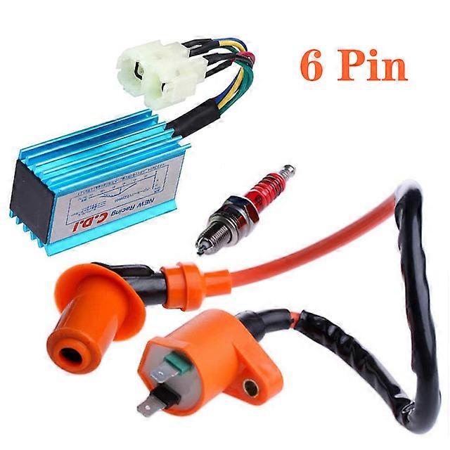 6Pin Racing Performance CDI Ignition Coil Spark Plug For Gy6 150cc 125cc 50cc WEQ Ignition Spark Plug