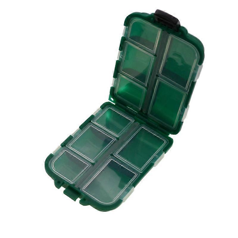 GreenPortable Pill Box, 7 Day Daily Pill Boxes, Pill Box with 10 Compartments, Plastic Pill Boxes, Medication Pill Dispenser for Vitamins, Supplements