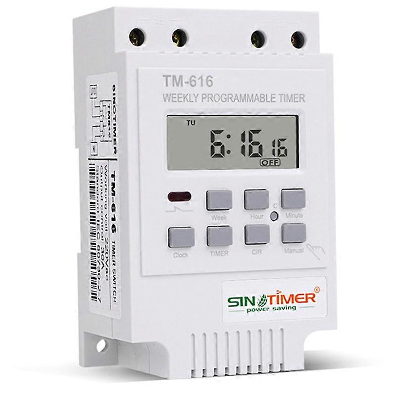 TM616W-2 30A 220V Electronic Weekly Programmable Digital Time Switch Relay Timer Control Timer Din Rail Moun