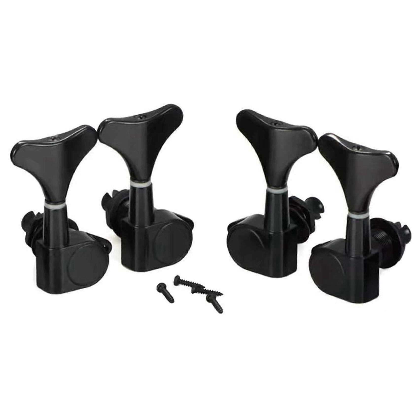 2 + 2 förseglade basgitarr stämskruvar tangenter 2R2L Stämskruvar för Precision bas och Jazz Bass, svart