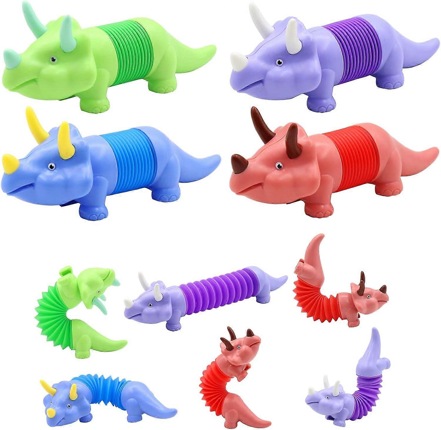 9pcs Versatile Dinosaur Telescopic Tube Decompression Toy