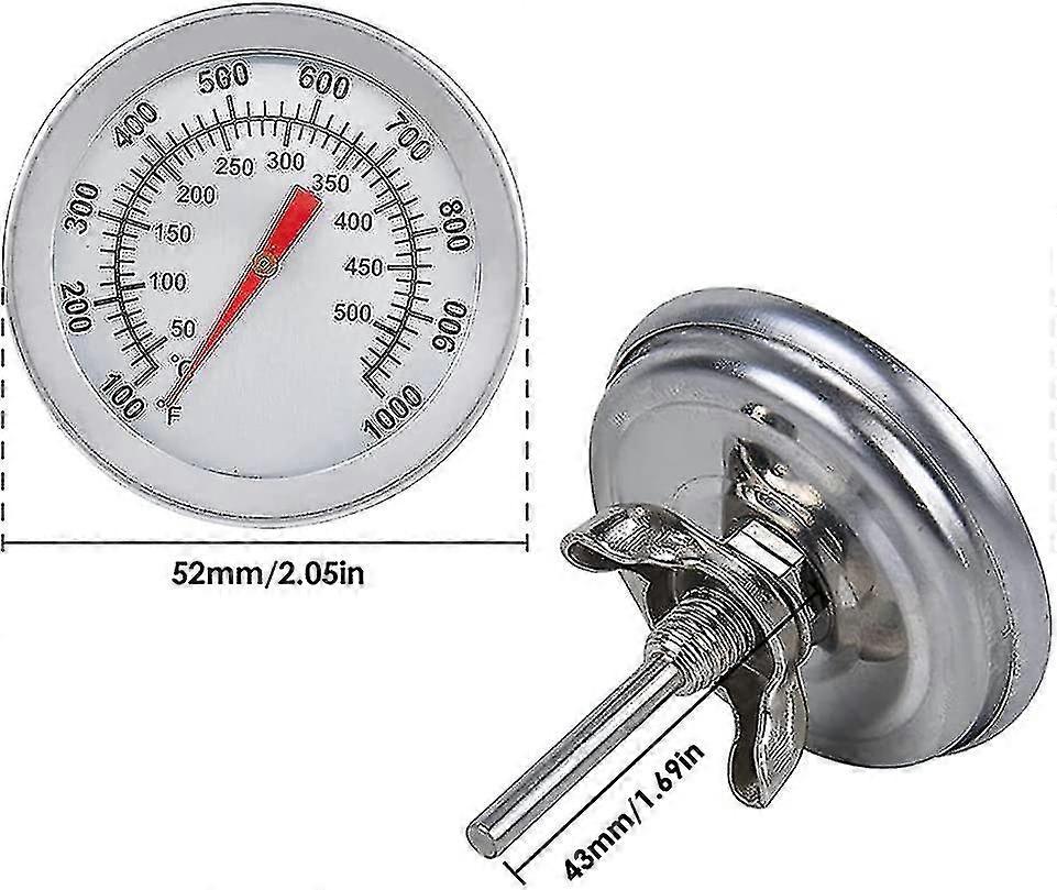 Ugnstermometer i rostfritt stål - max 500c/1000f Analog display - för ugn, pizzaugn, vedugn - varmsäljande