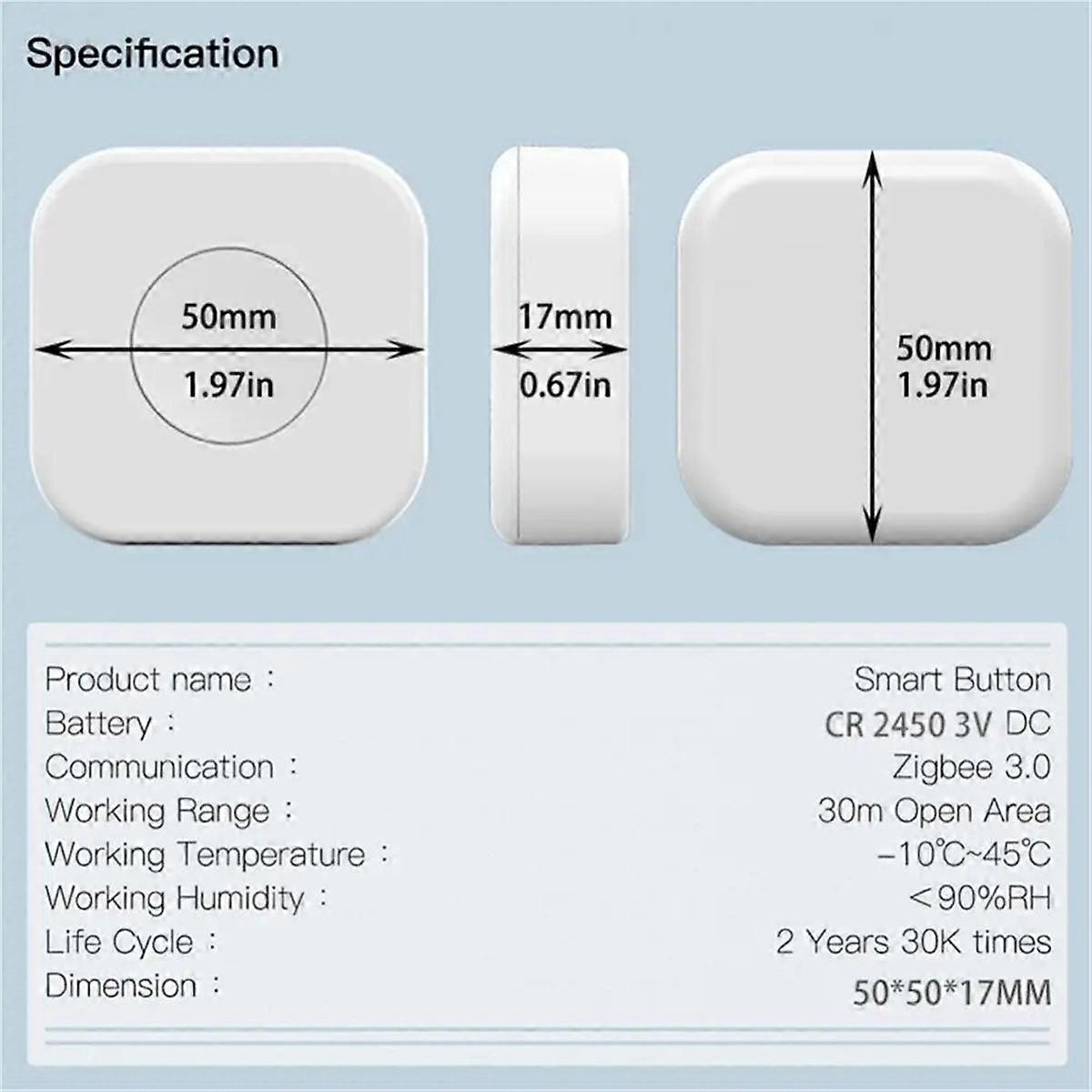 Tuya Zigbee Button Smart Scene Switch Intelligent Linkage Wireless Switch Automation Work with Smart Life