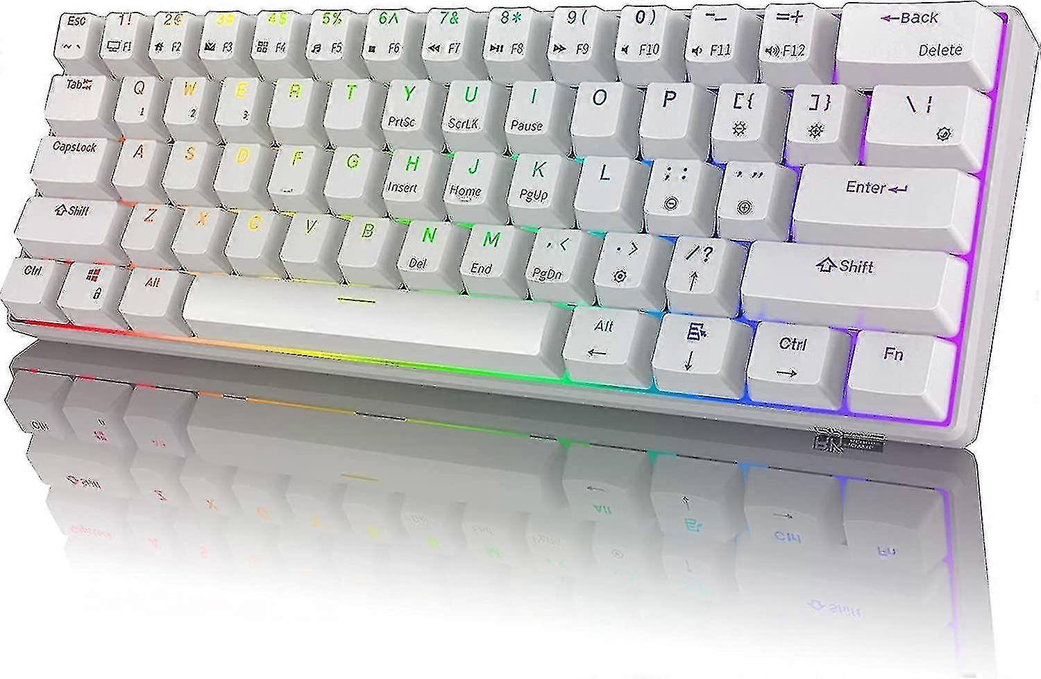 Rk Rk61 Rgbワイヤレス/有線60%コンパクトメカニカルキーボード、61キー歯小型ポータブルゲームオフィスキーボード、WindowsとMacホワイトに適しています