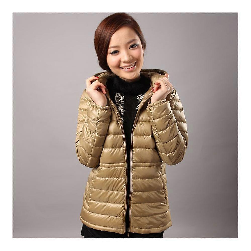 Light Thin Down Coat Middle Long Slim Hoodied