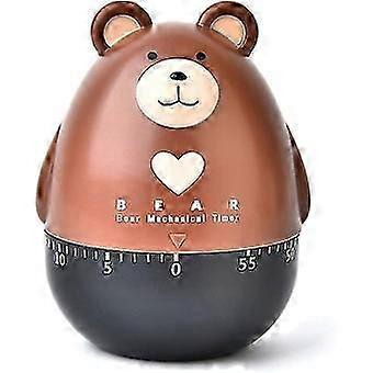 Kitchen Timer, Plastic Mechanical Timer, Egg Timer, Home Baking Cooking Steaming Manual Timer, 0-55min Brown Bear