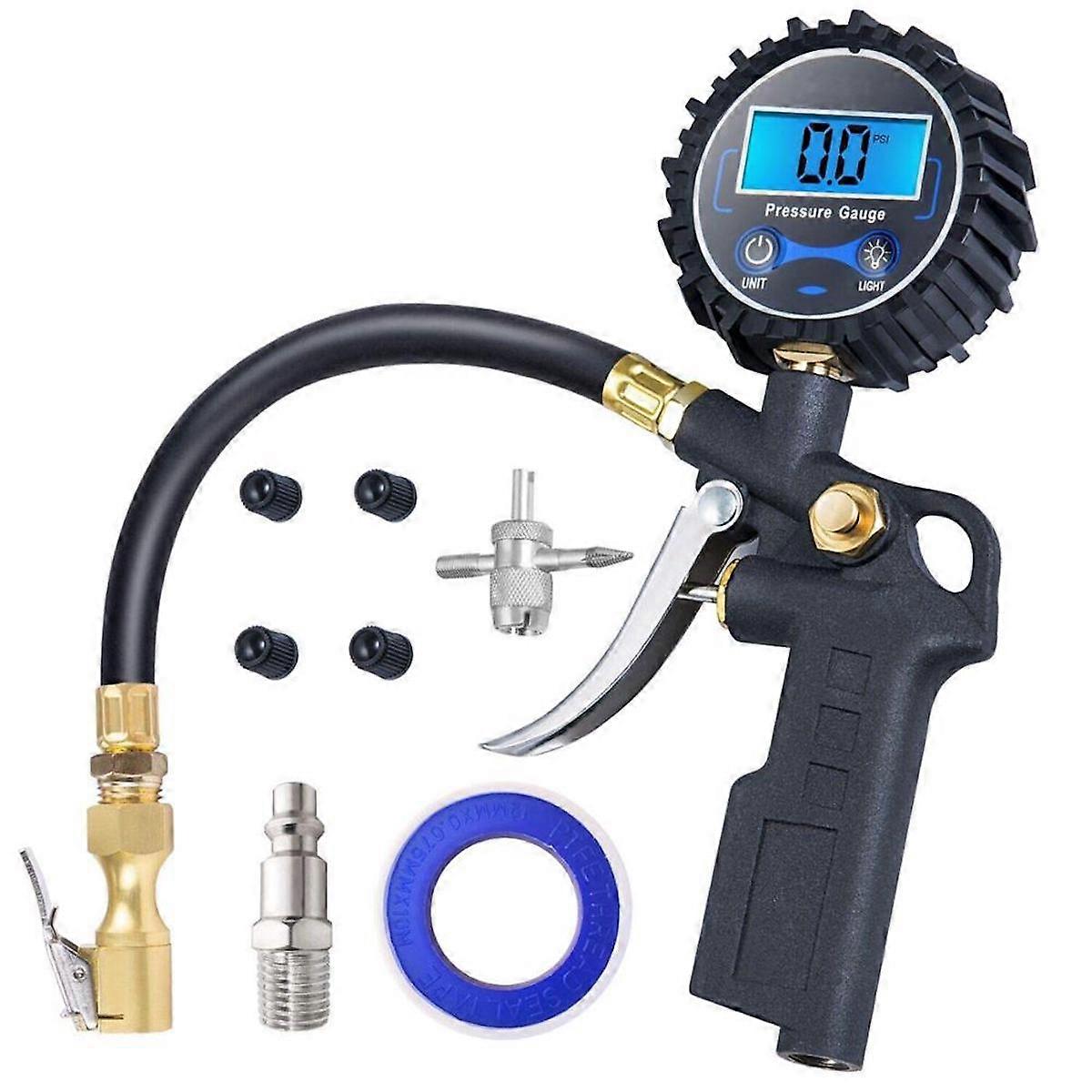 Accuracy Tire Pressure Checker Digital Tire Pressure Gauge Air Inflation Tester with Flexible Hose for Tyre Measurement LED Luminous Screen Display