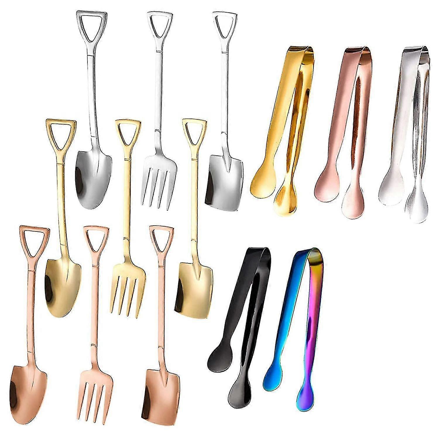 Small Shovel Spoon Fork Set,pointed Spoons,for Party Bistro Cocktail
