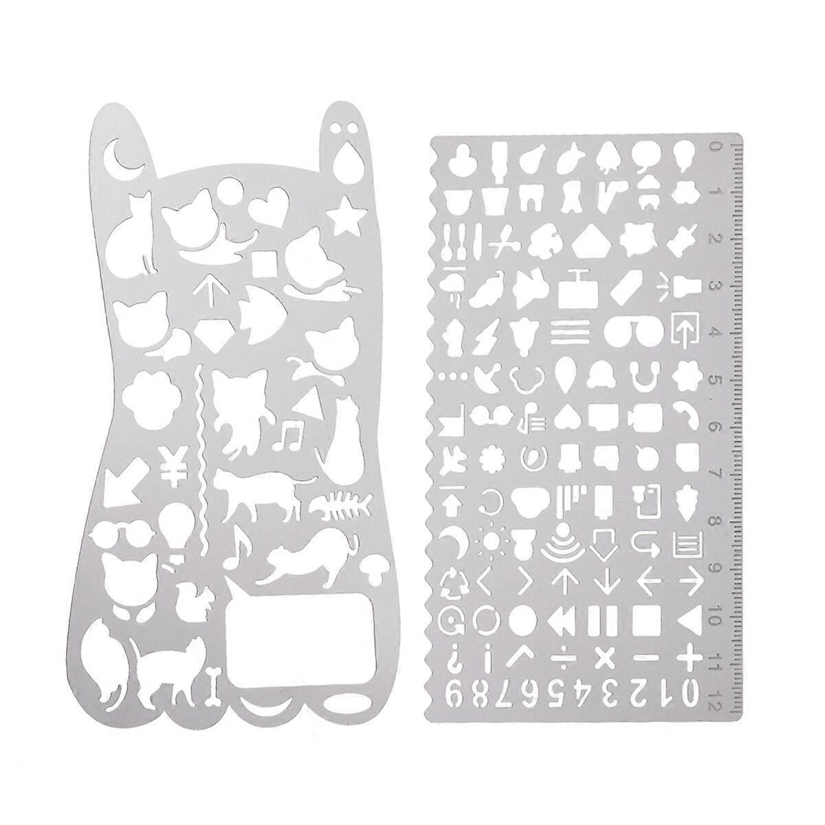 2pcs Drawing Painting Stencils Various Shaped Hollow Painting Templates for Scrapbooking School Projects