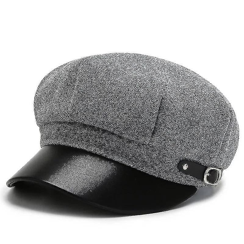 Moda Boinas Bereta Cap, lână octogonal Hatslight Grey