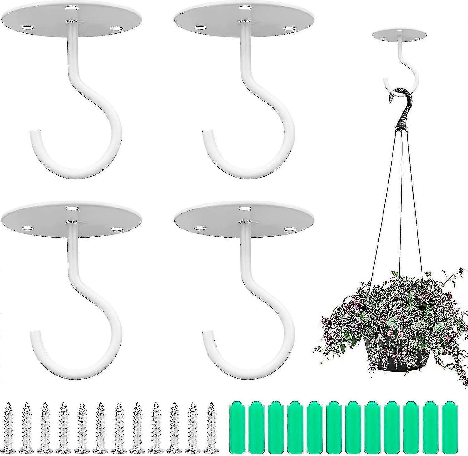 4 Pieces Wall Mounted Ceiling Hooks With Screws For Hanging Wind Chime