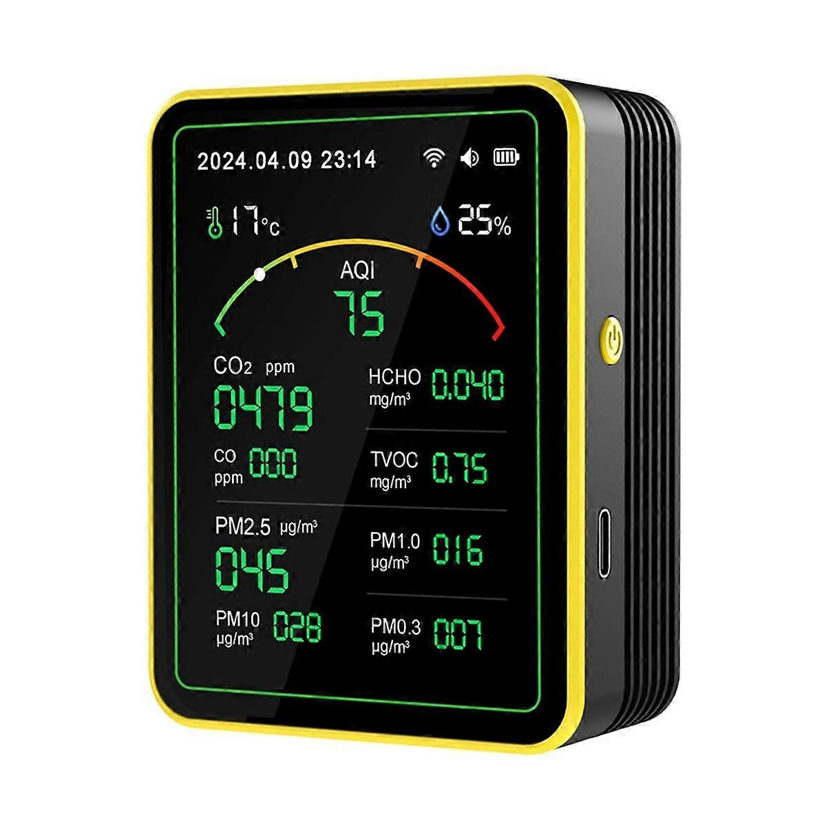 Tuya WiFi 15 in 1 Air Quality Detector TFT Display Multifunctional Time Temperature and Humidity Te