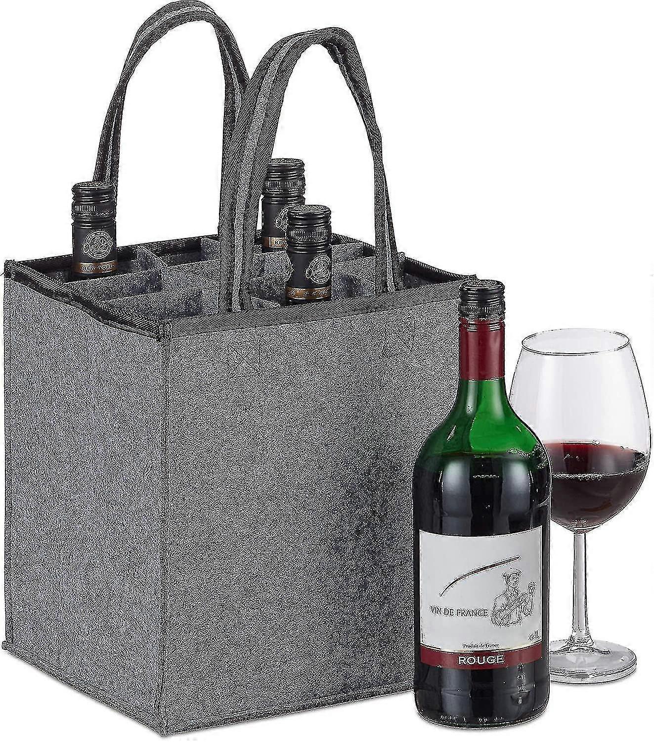 Flaskpåse 9 flaskor för vin, öl, (45x24x24 cm, grå)