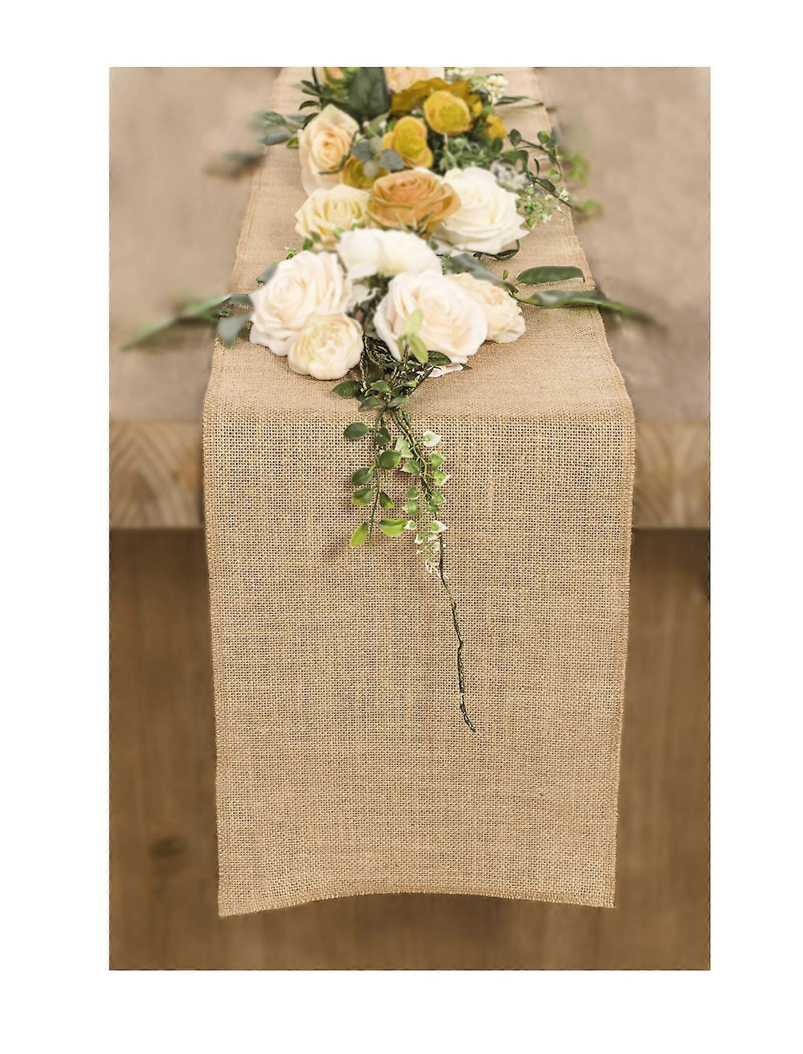 10Mx30.48cm Table Runner Burlap Table Ribbon Roll Jute Wedding Vintage Rustic Gardening Table Decorations 30.48cm Width