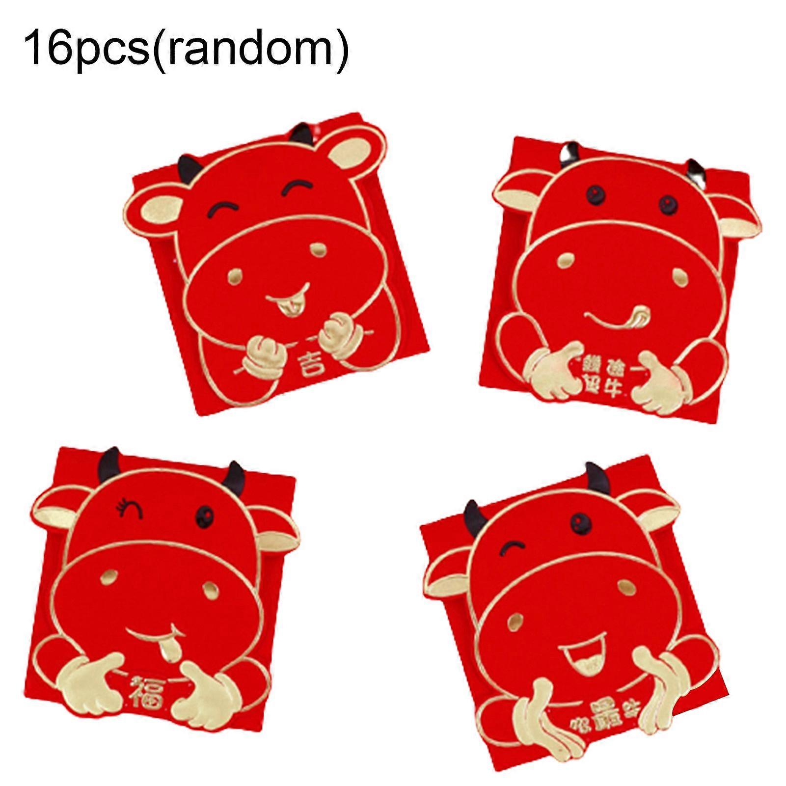 MengXi 16Pcs/Set Cartoon Red Envelope Packet Lovely Cow Thickened New Year Money Bag