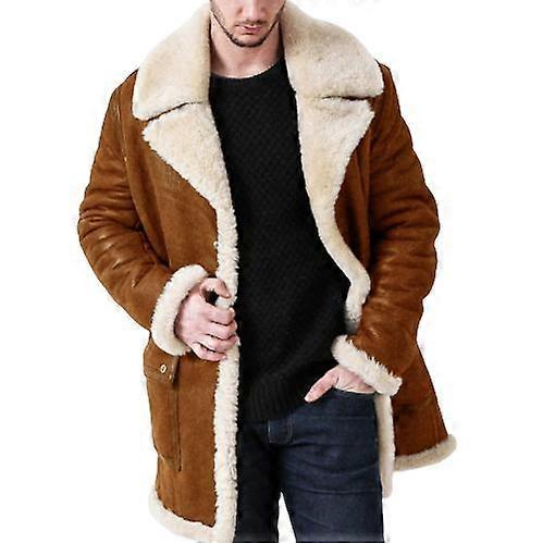 Mens Leather Jacket Warm Winter Fur Coat Pilot Design