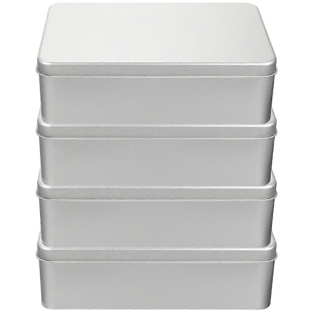 4 Pcs Gift Containers Metal Hinged Tin Box Mini Empty Storage Tin Empty Tin Box Metal Storage Tins
