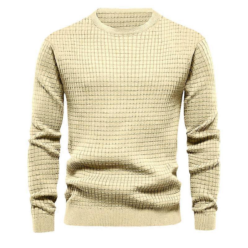 Crew Neck Sweater for Mens Knitted Pullover Sweaters with Solid Stripe