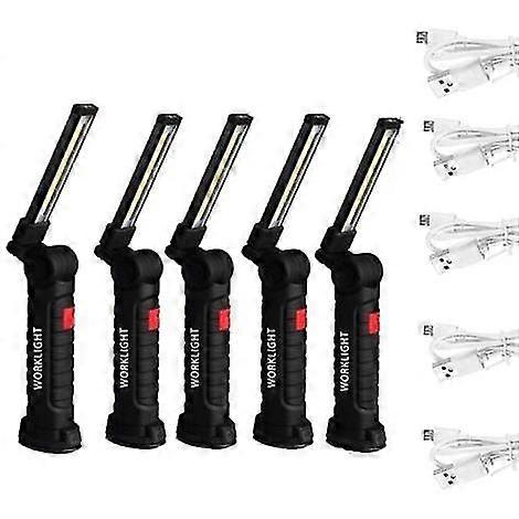 Construction Work Lights 5 Pack Cob Lights Cob Rechargeable Flashlight Flexible Inspection Work Lights - 5 Pack Large