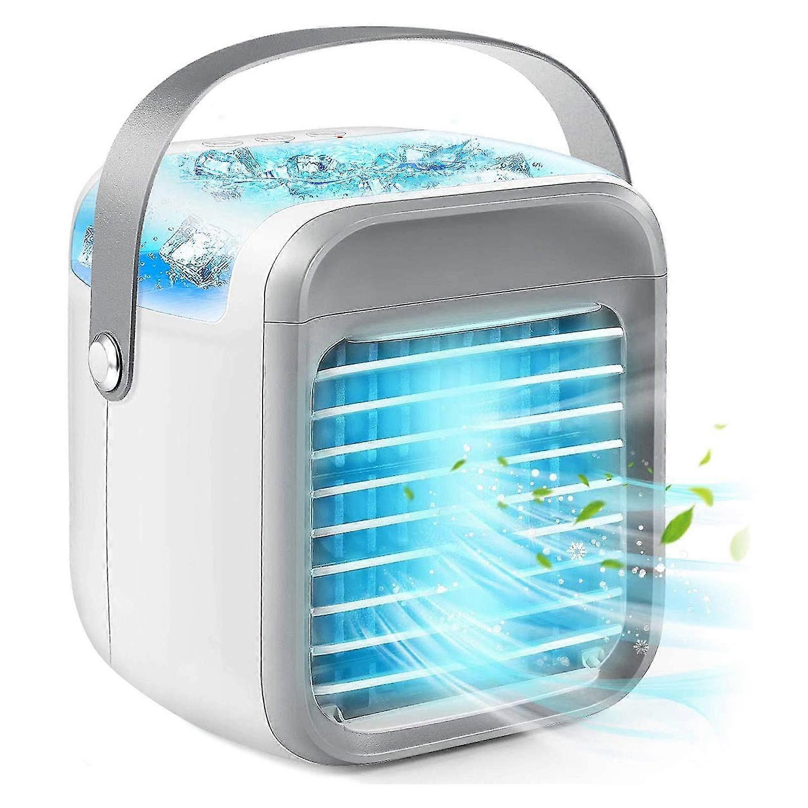 Portable Air Cooler, Personal Mini Air Conditioner, 3 In 1 Mini Evaporative Conditioner With Handle /humidifier/purifier/ 3 Speeds Desktop Cooling Fan