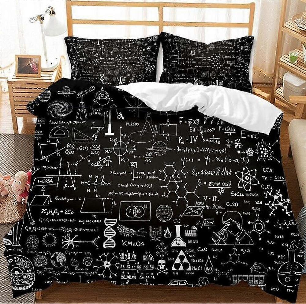 v1403 Lençóis Coleção Matemática Colcha Conjunto de capa de edredom Capa de edredom Decoração de quarto MacioConjunto de cama de 3 peças (1 capa de edredom + 2 fronhas) Cama She