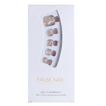 Faux ongles d’orteils de style français rose avec décor de paillettes Sweet Charming réutilisable faux ongles Modèles de colle