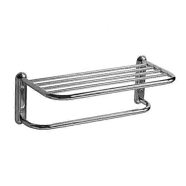 Wall Mountable Round Towel Bathrrom Shelf Chrome H17 X W49 X D23cm
