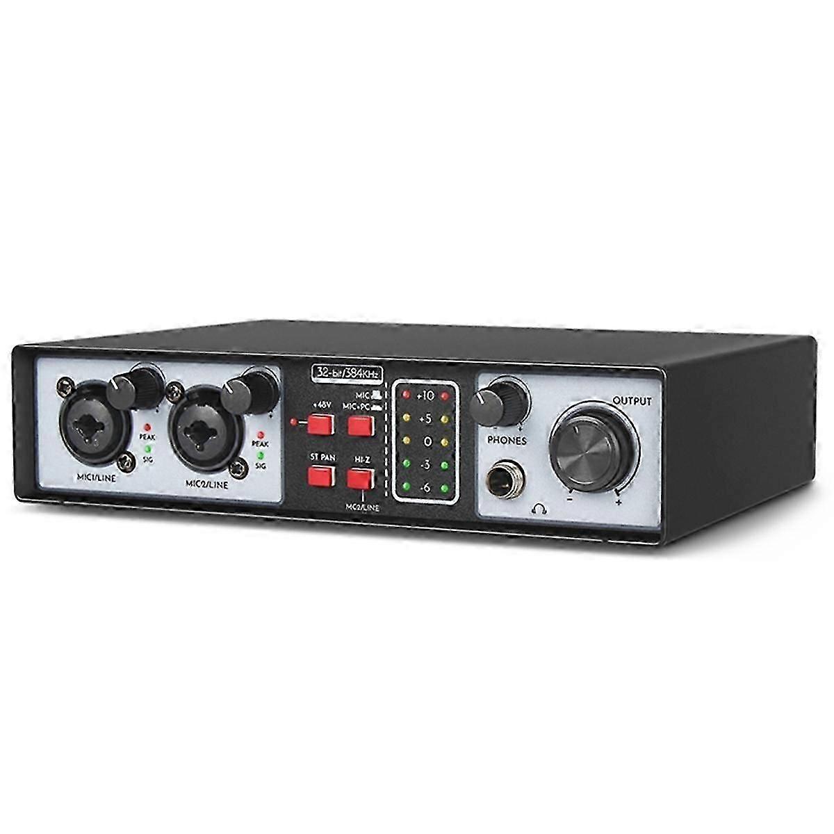 2 In 2 Out Usb Audio Interface 32bit/384khz Studio Kit Record Professional Sound Card 48v Phantom