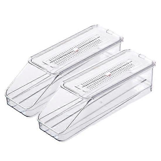 2 Pcs Fridge Egg Storage Box Automatic Rolling Large Capacity Space-Saving Stackble Egg Organizer Refrigerator