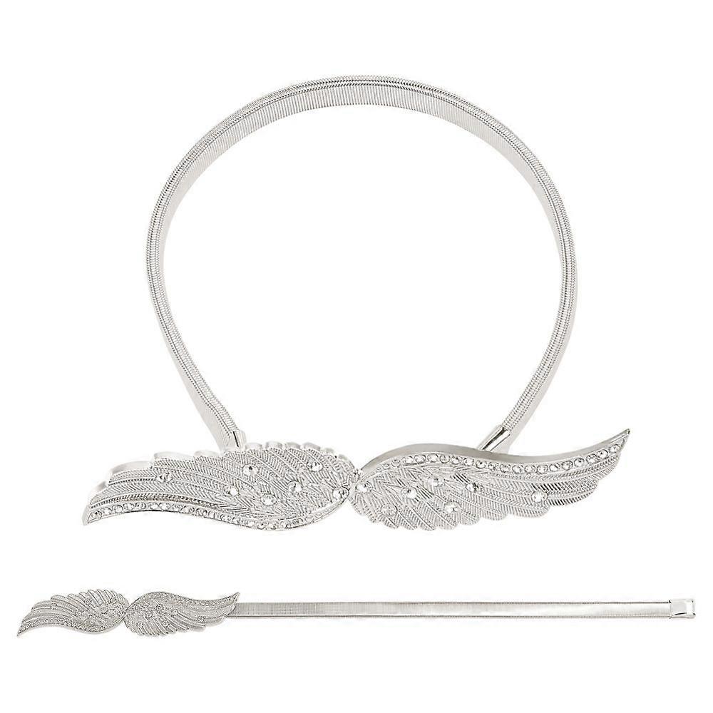 2pc Curtain Tieback with Glass Alloy Spring Design Suitable for Most Curtains Easy to Use Wing Platinum 375x11x4mm