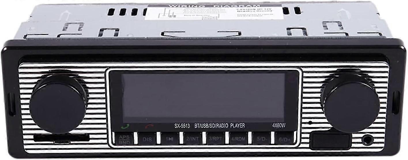 BluetoothビンテージカーラジオMP3プレーヤーステレオUSB補助クラシックカーステレオオーディオ(カラー:ブラック、メモリサイズ:その他)