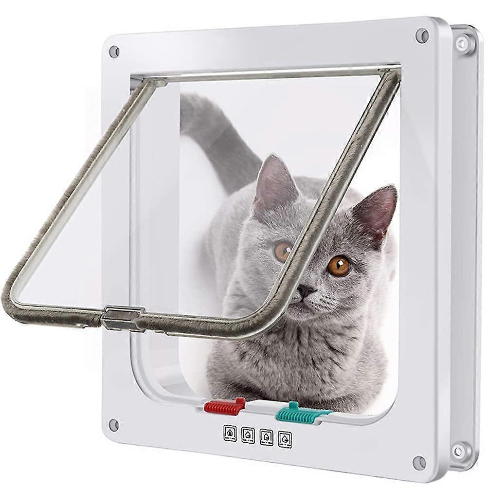 Pet Door for Cats & Dogs, 4-Way Locking Cat Flap with Tunnel, Weatherproof, Easy Install, Medium Size