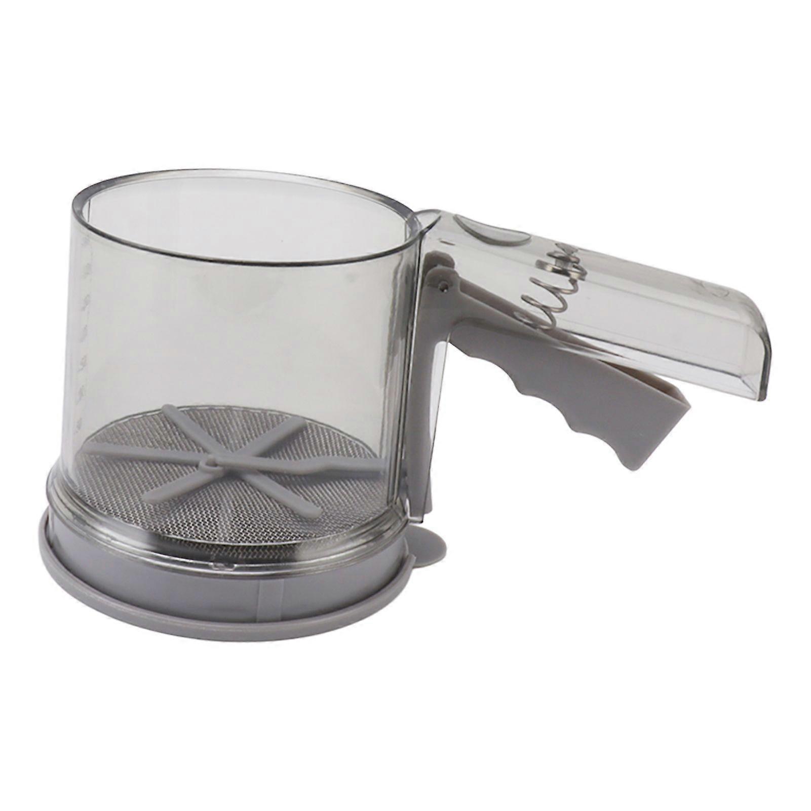 Flour Sifter Sieve Transparent Adjustable Fine Mesh One Hand Operation Powder Sifter Sieve for Kitchen Baking,Double Layer