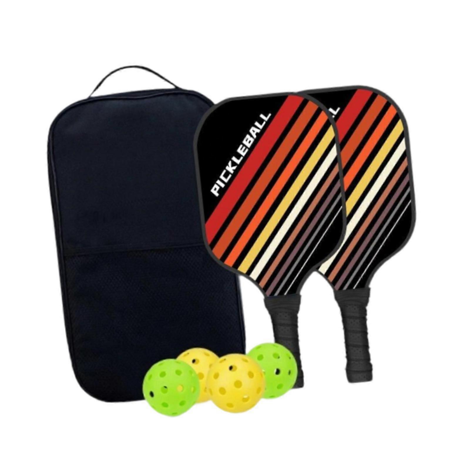 Pickleball Paddles Set of 2 Pickleball Rackets and Balls for Practice School Color Stripe