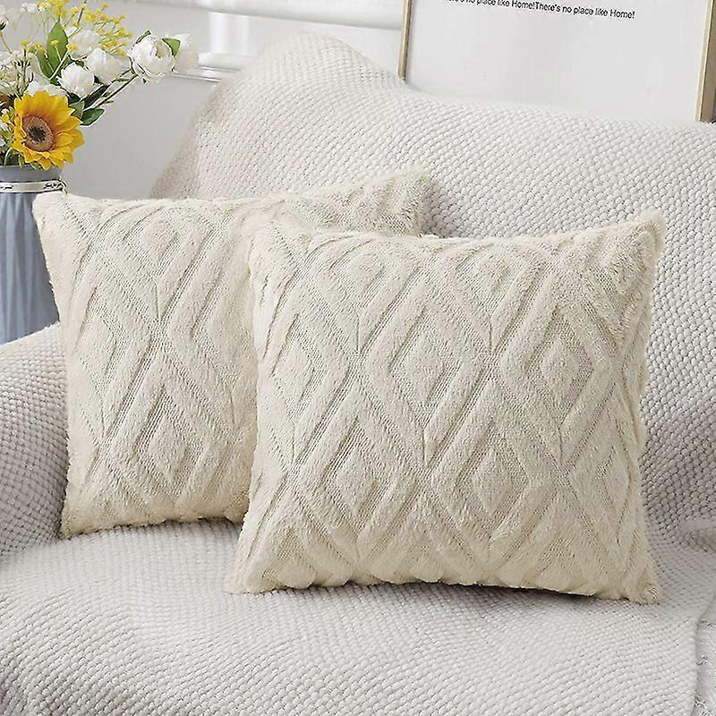 1pcs solid color diamond three-dimensional plush pillowcase-45*45-beige